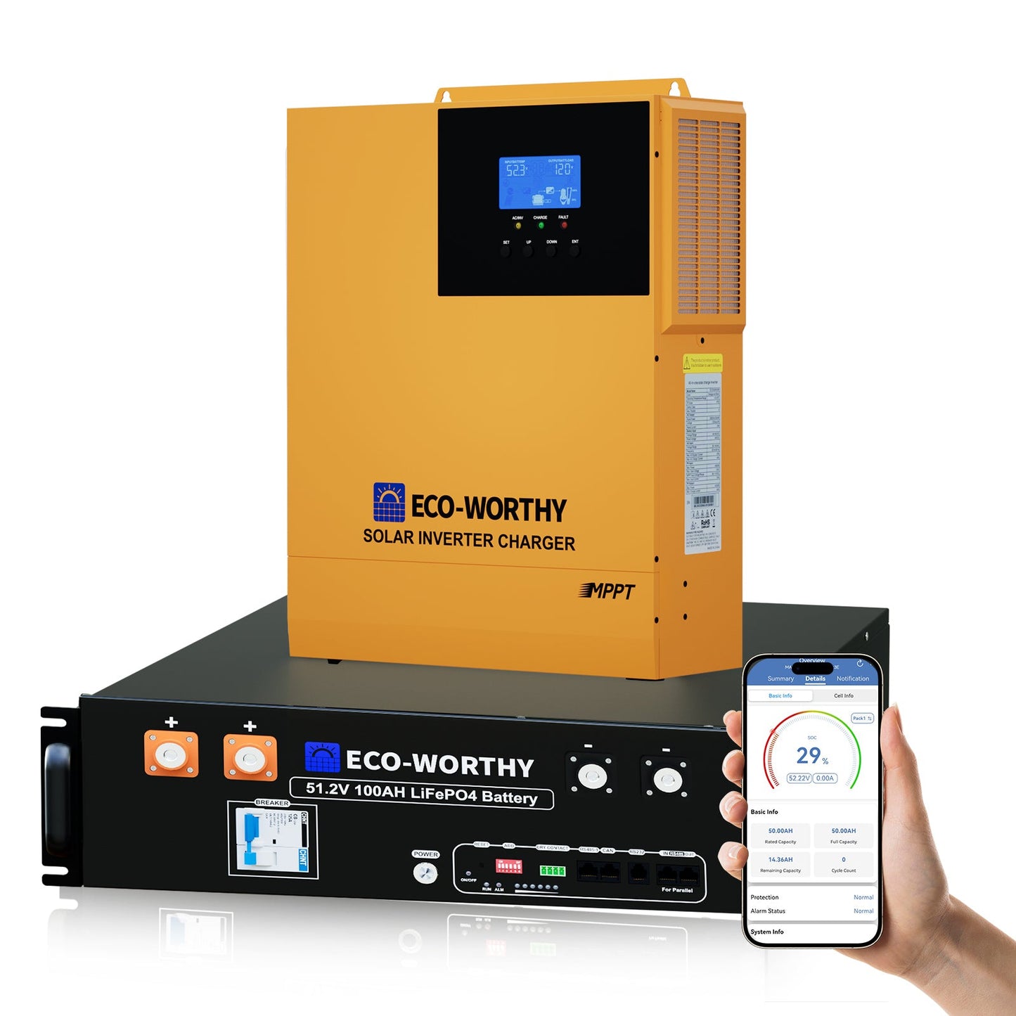 ECO-WORTHY 5.12KWh Home Backup Power With 48V 100Ah LiFePO4 And 3500W 48V Off-Grid Inverter - L03SRNK3.5KUSL1003U1U