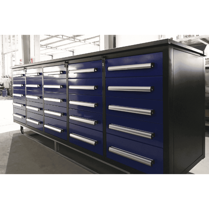 Chery Industrial 10' Workbench with Storage Drawers 25 Drawers