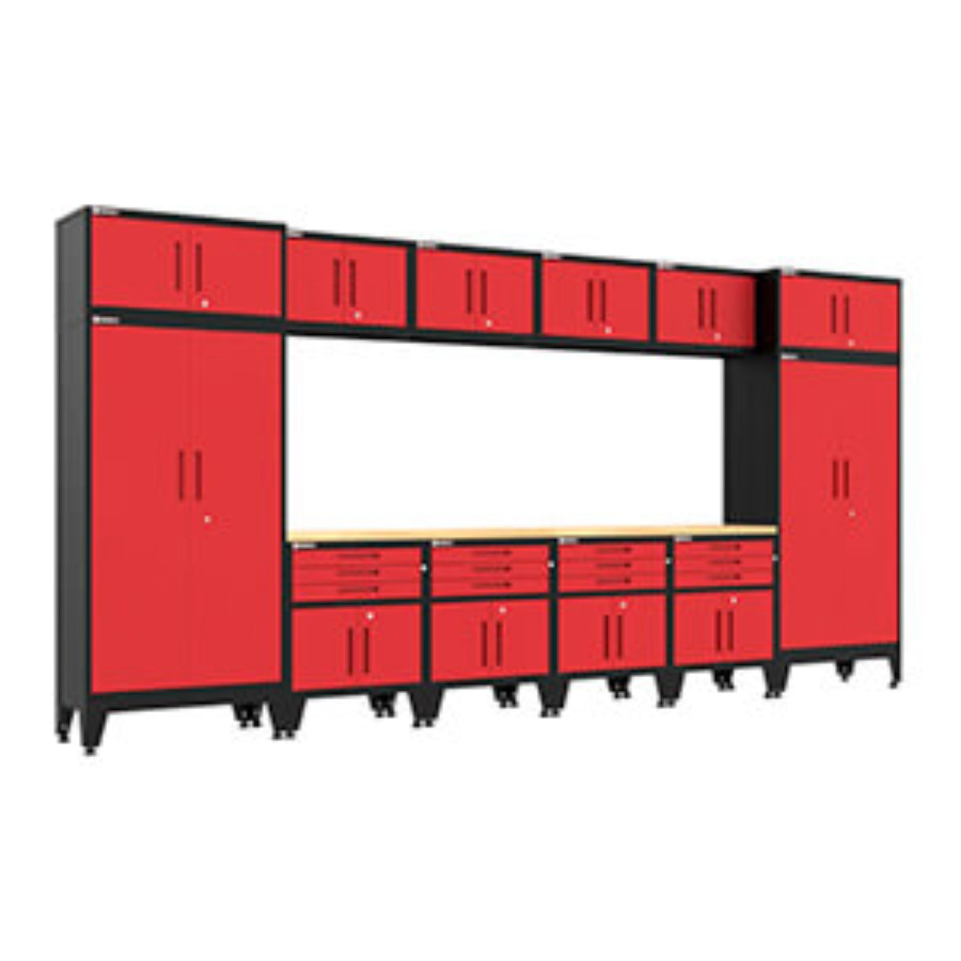 Armadillo Tough Red 14-Piece Garage Cabinet Set with Levelers - AR14PC120R