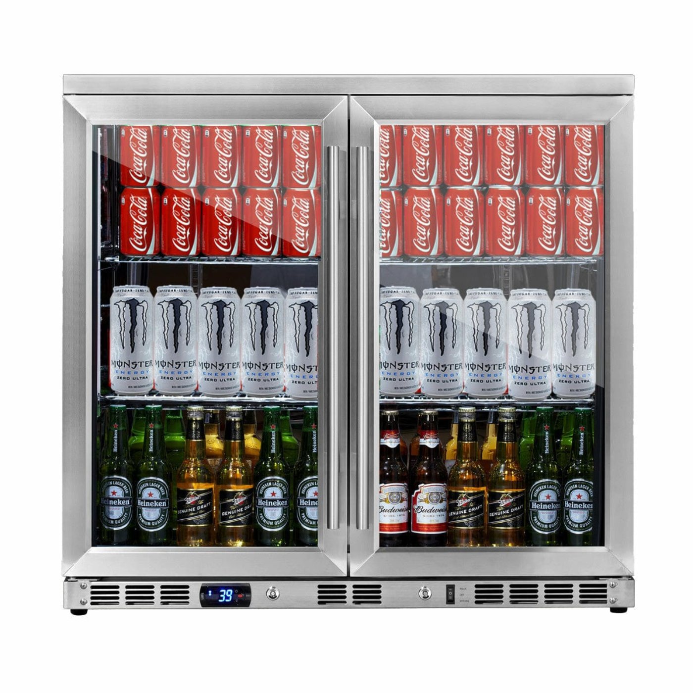Kings Bottle 36'' Heating Glass 2 Door Built In Beverage Fridge - KBU56M