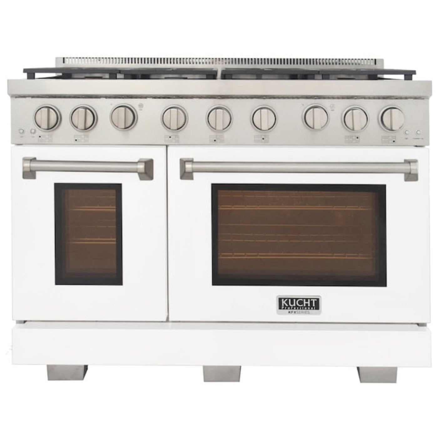 Kucht Professional 48" 6.7 cu. ft. Natural Gas Range in White with Silver Accents - KFX480-W