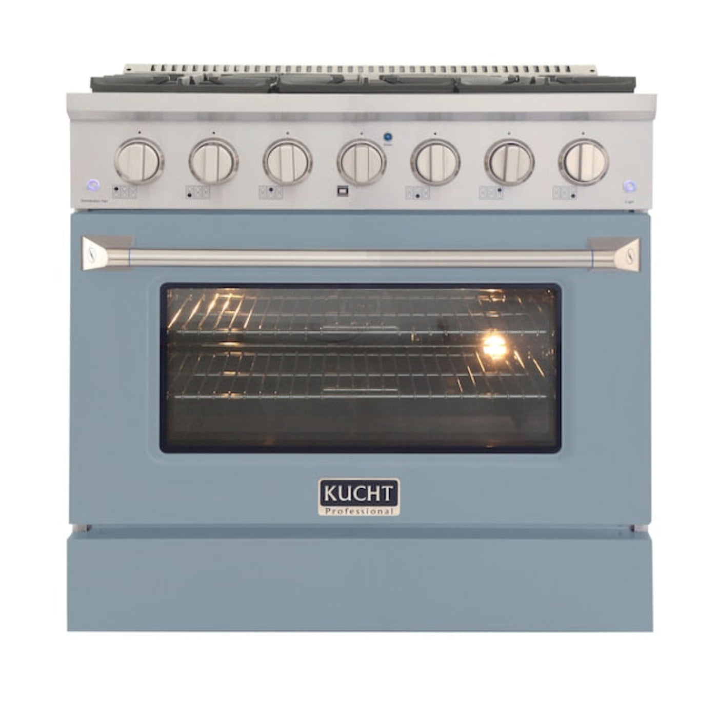 Kucht Professional 36" 5.2 cu ft. Propane Gas Range in Light Blue with Silver Accents - KNG361/LP-LB