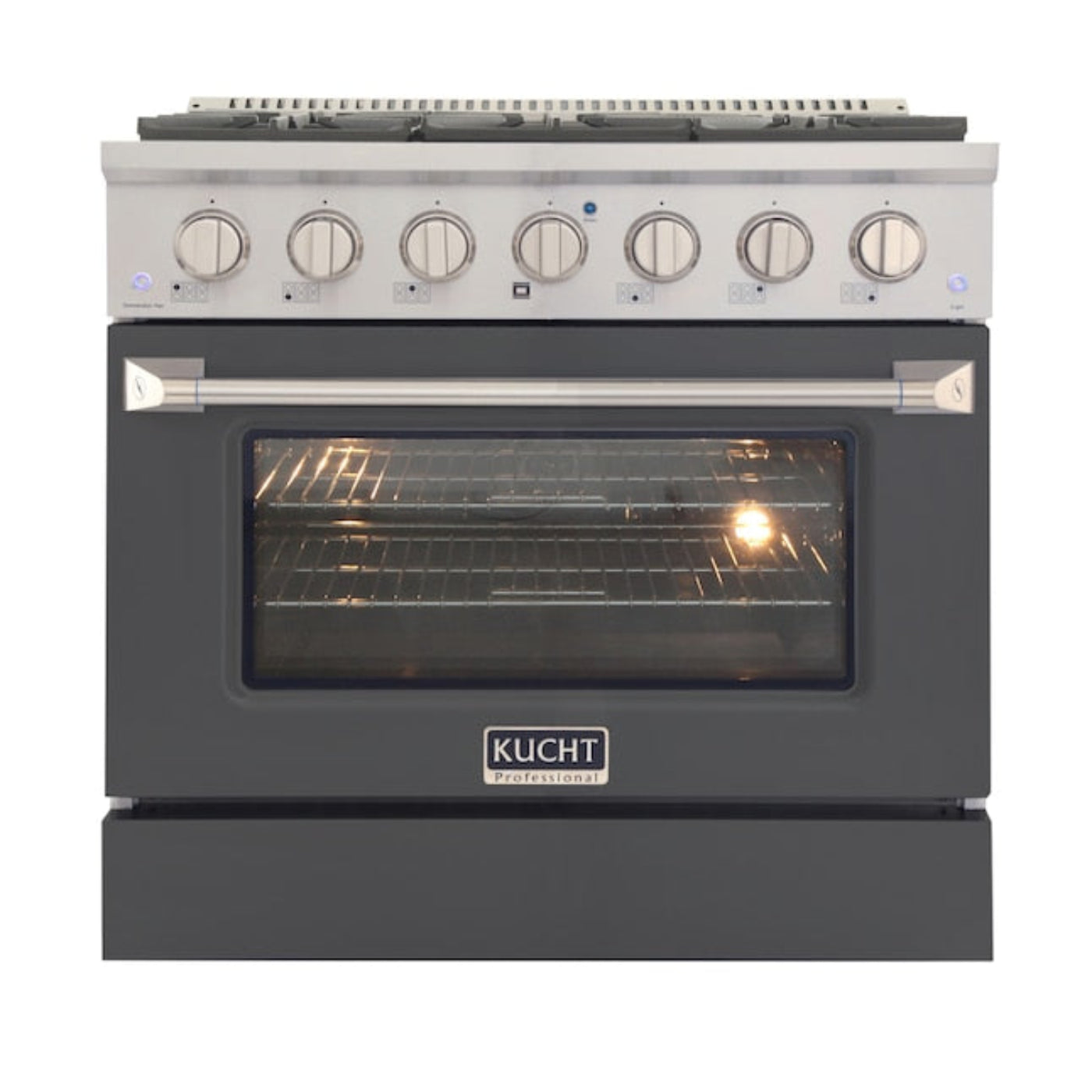 Kucht Professional 36" 5.2 cu ft. Natural Gas Range in Cement Gray with Silver Accents - KNG361-GR