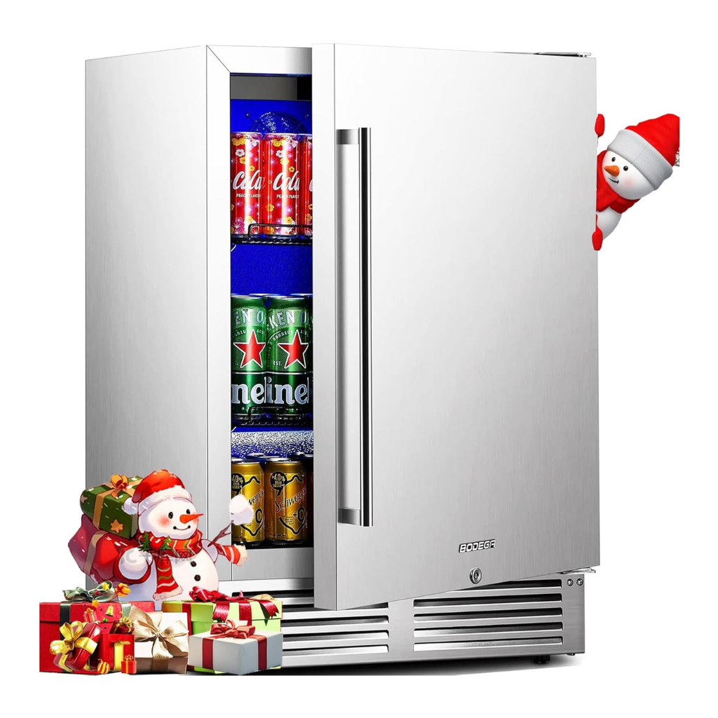 BODEGACOOLER 24 Inch Dual Zone Under Counter Beverage Fridge for Outdoor Use