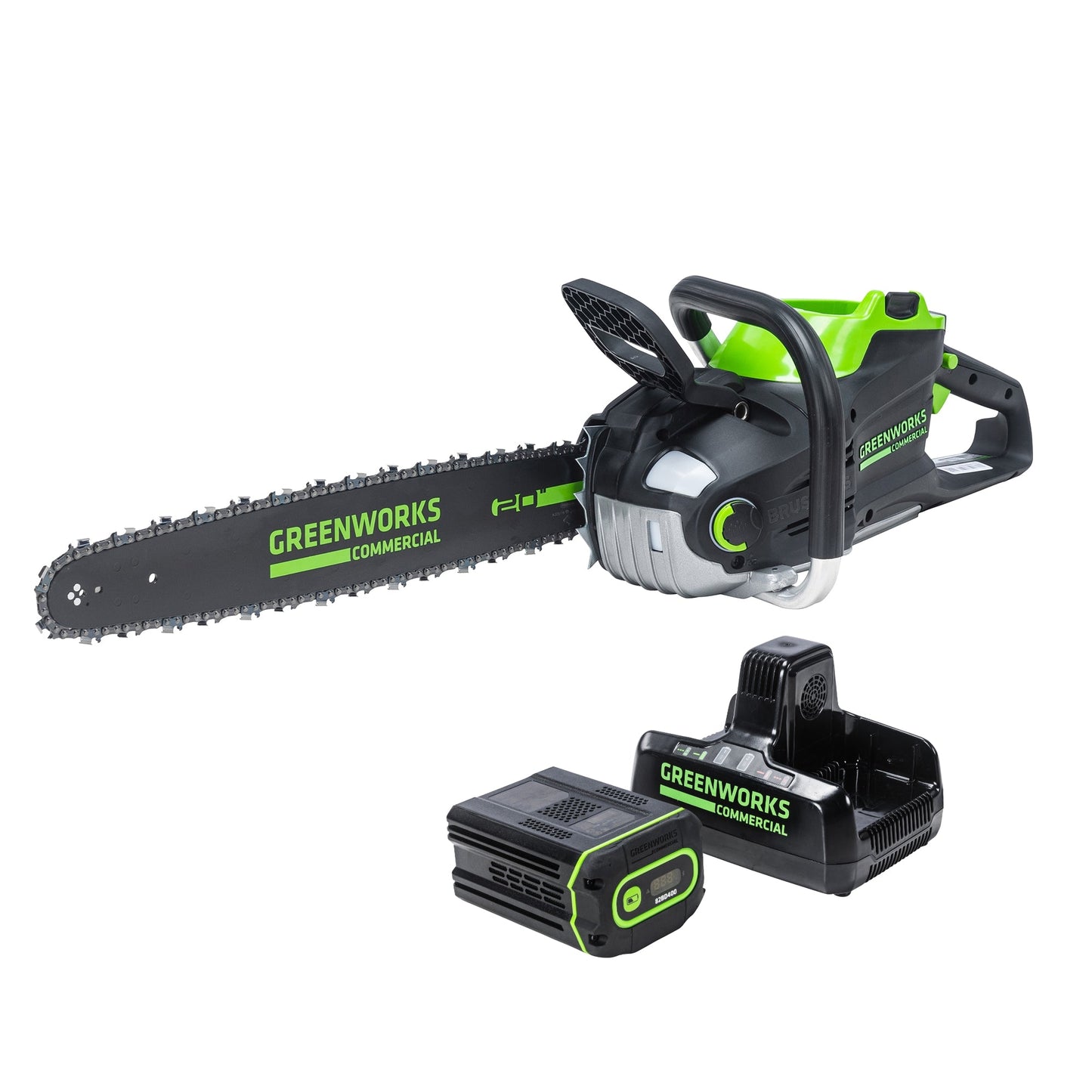 Greenworks 82V 20" 3.4kW Cordless Battery Chainsaw w/ 4.0Ah Battery and Dual Port Rapid Charger - 2025802