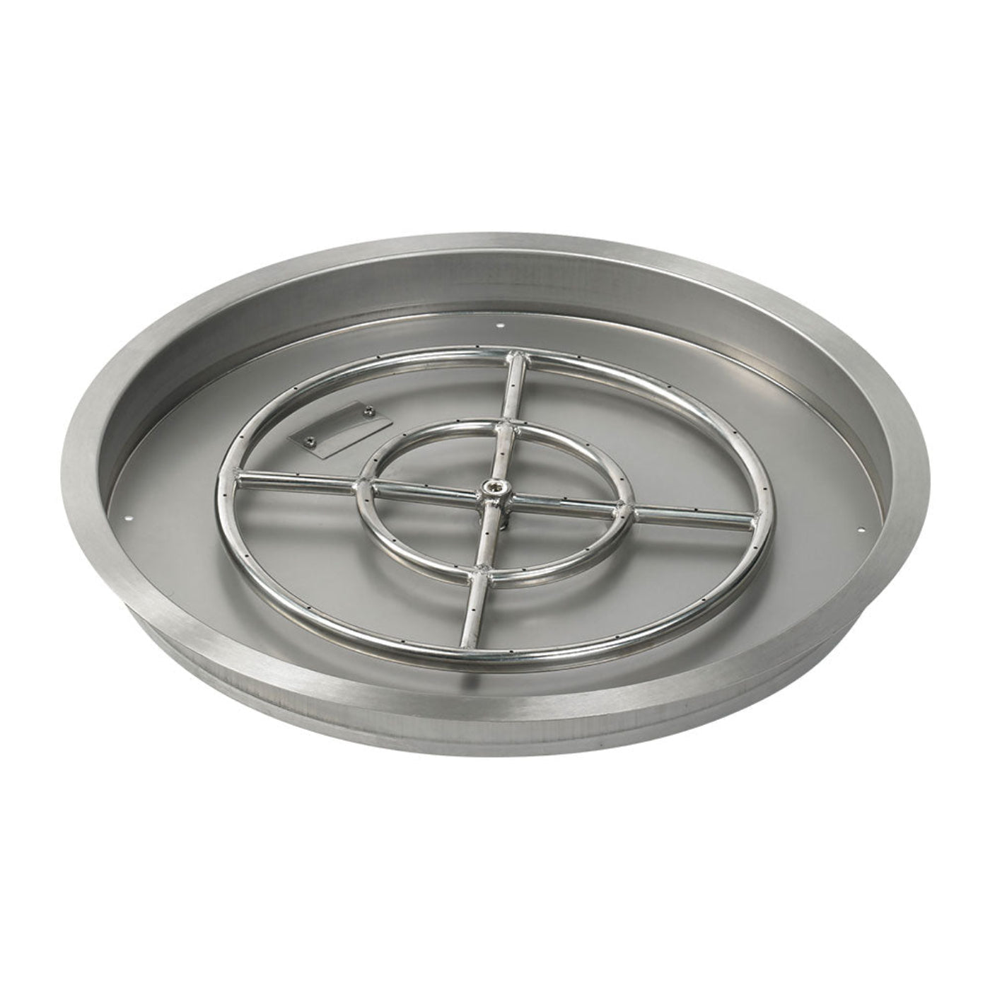 American Fire Glass 25" Round SS Drop-In FirePit Pan w/18" Fire Ring - SSRSP25ASBL