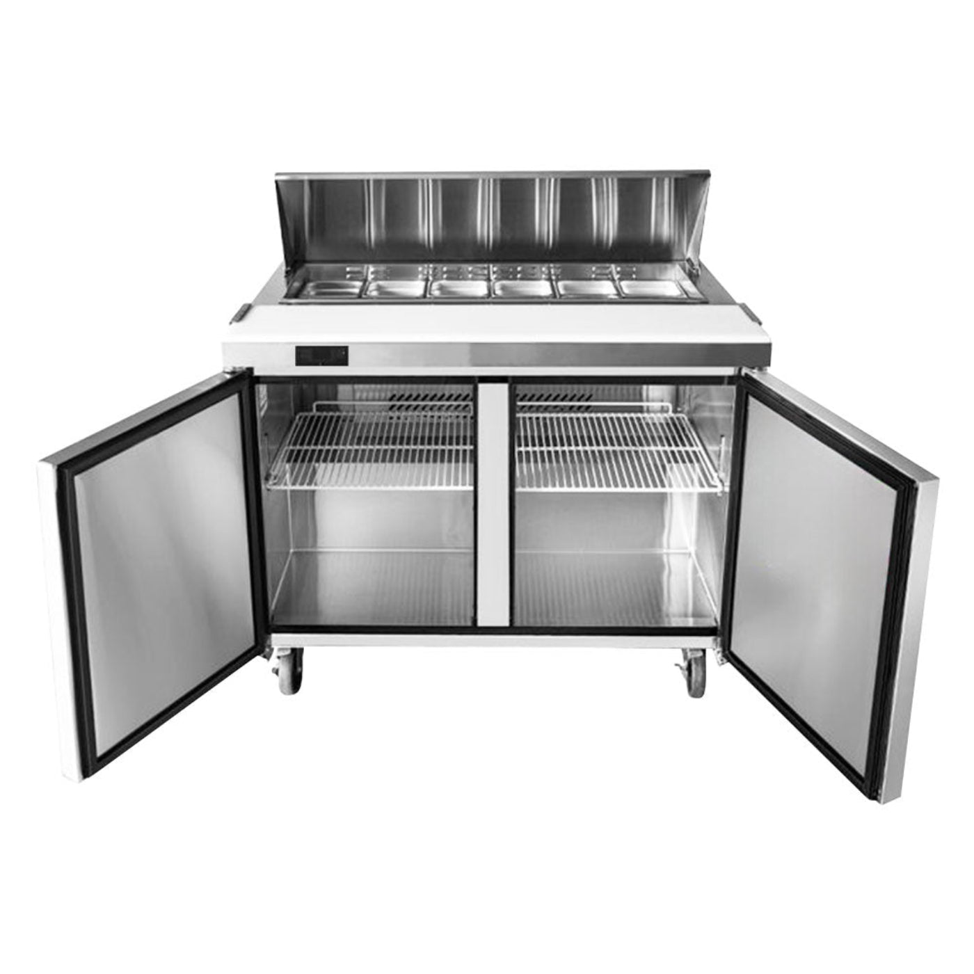 Frigos 48" Two Door Refrigerated Sandwich Prep Table (12) 1/6 size pans - FGA-SPT-12P-48