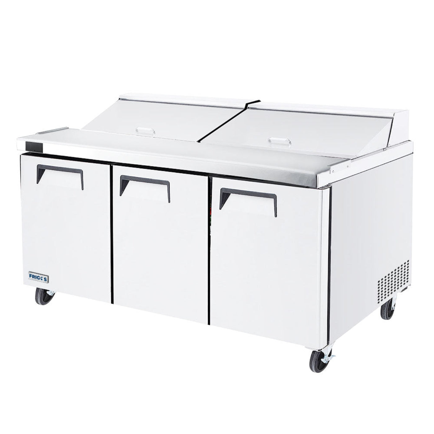 Frigos 73" Three Door Refrigerated Sandwich Prep Table (18) 1/6 size pans - FGA-SPT-18P-73