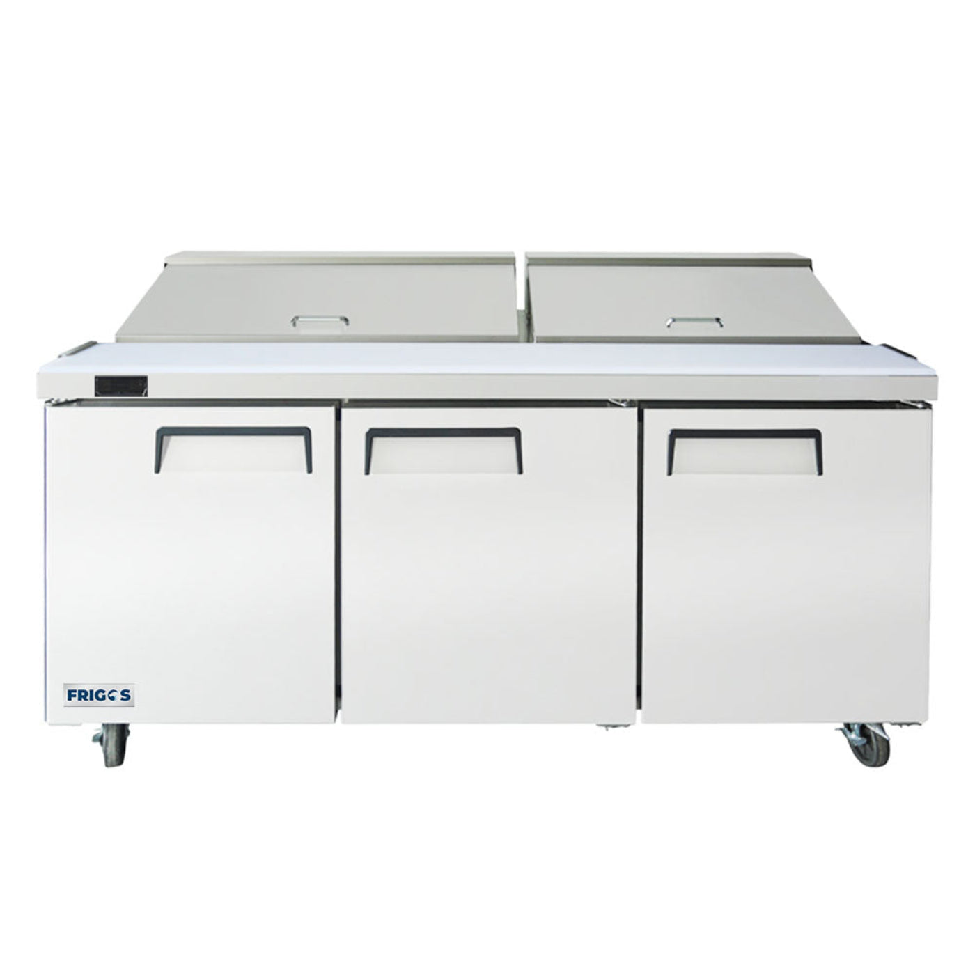 Frigos 73" Three Door Refrigerated Sandwich Prep Table (18) 1/6 size pans - FGA-SPT-18P-73