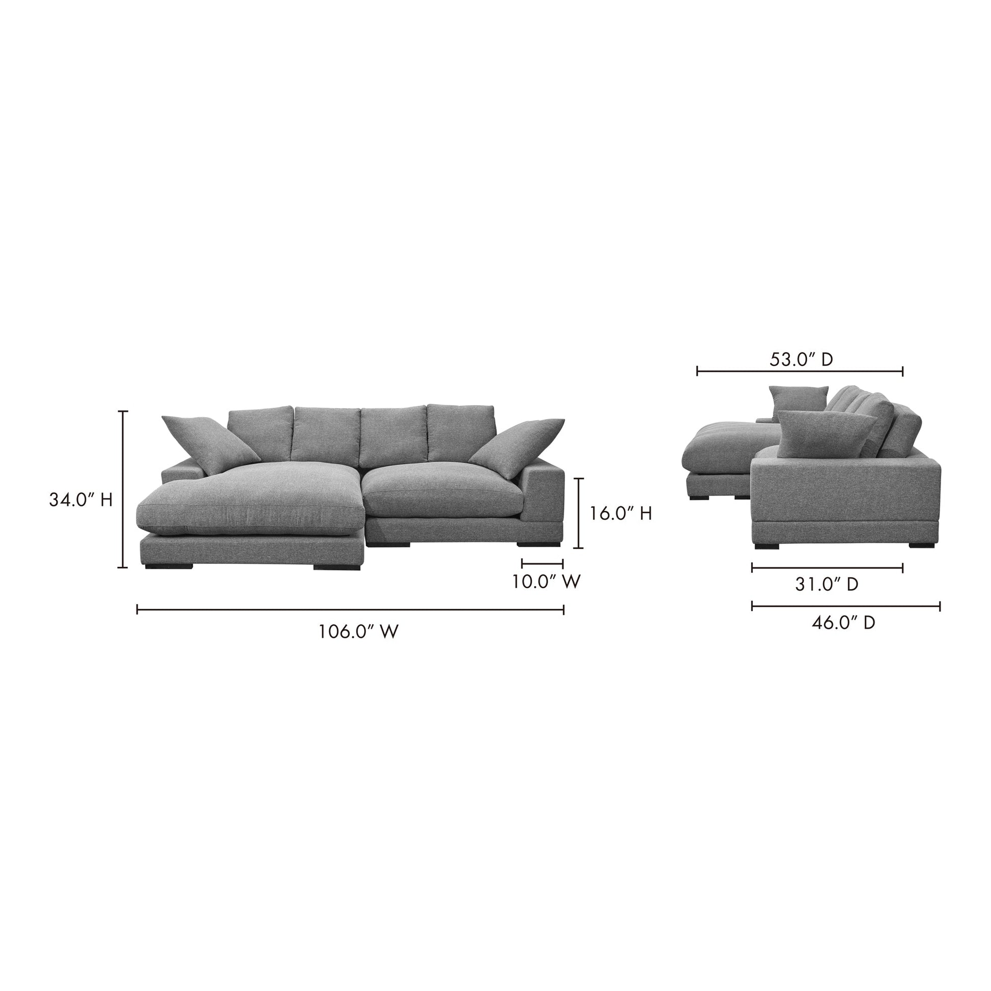 Moe's Home Collection Plunge Sectional Anthracite TN-1004-15