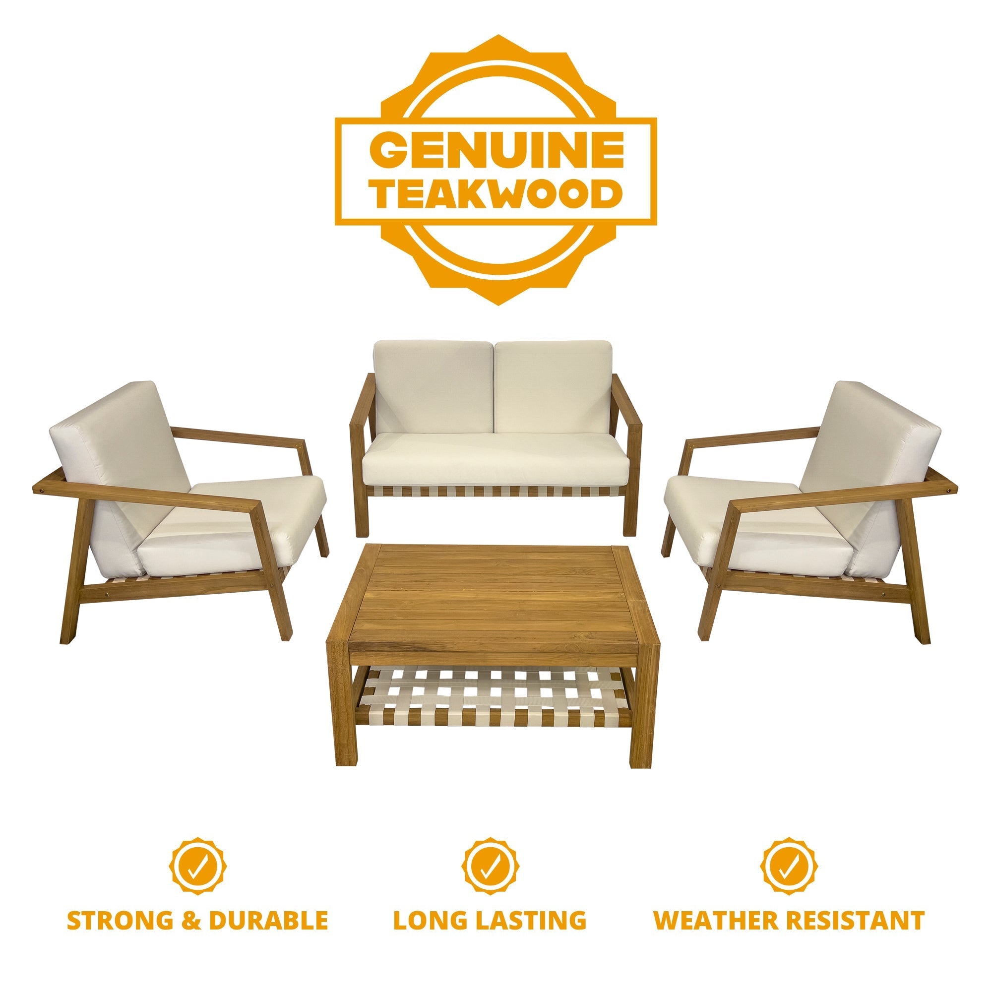 Luna 4-Piece Teakwood Deep Seating Patio Set