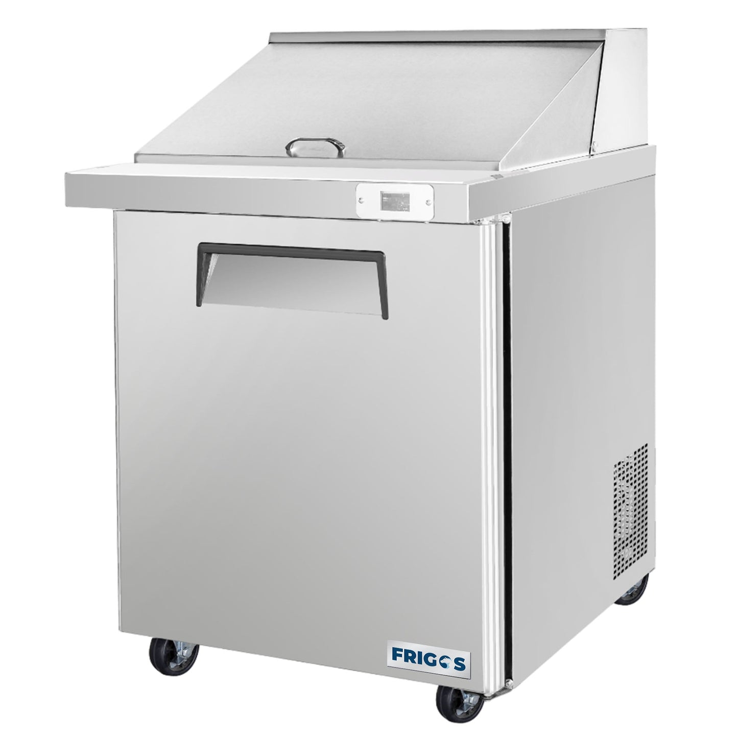 Frigos Sandwich and Salad Prep Table Refrigerator 29" Width 1 Door Mega Top with Aluminum Interior with 304 Stainless Steel Floor - FG-SWPT-29-MT