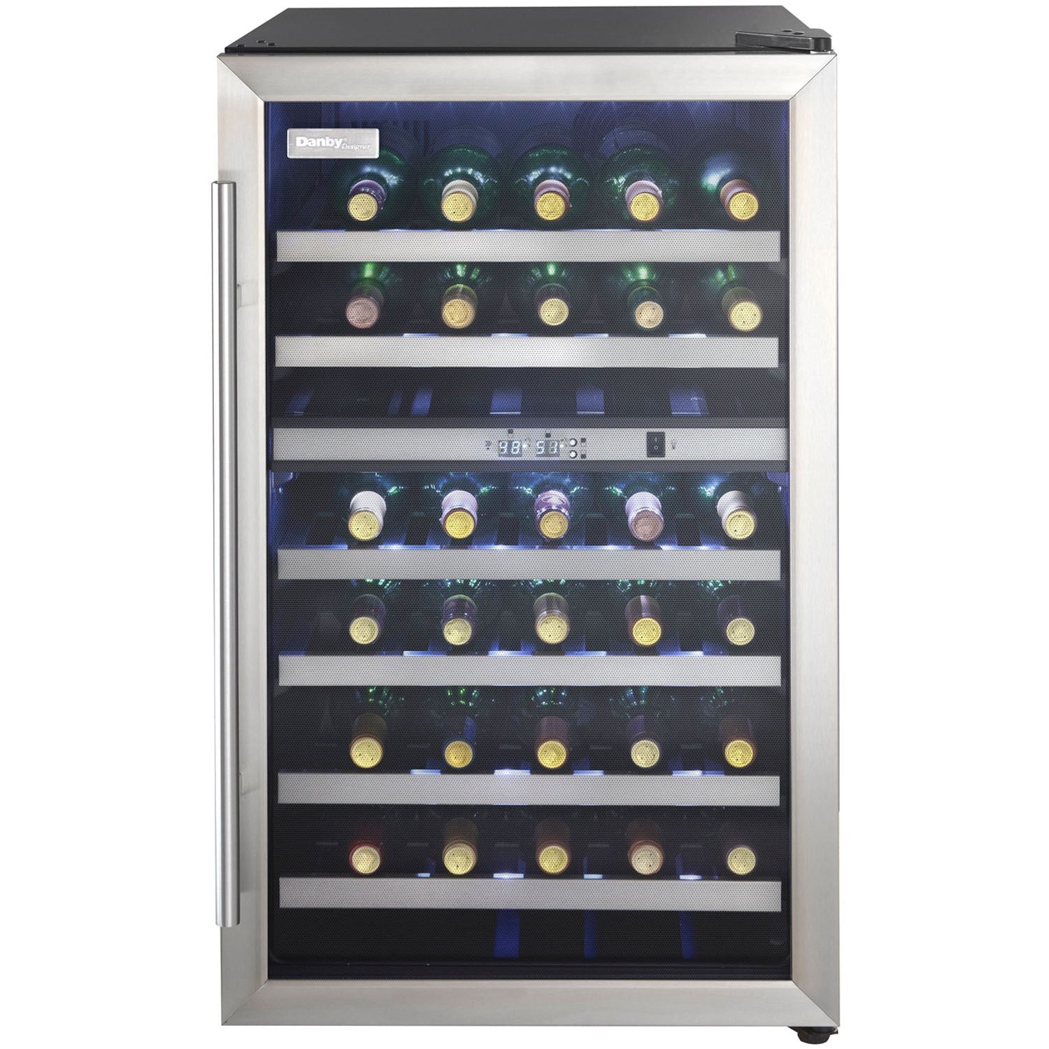 Danby - 38 Bottle Wine Cooler, Stainless Steel Door Trim, Reversible Door, Light - DWC114BLSDD