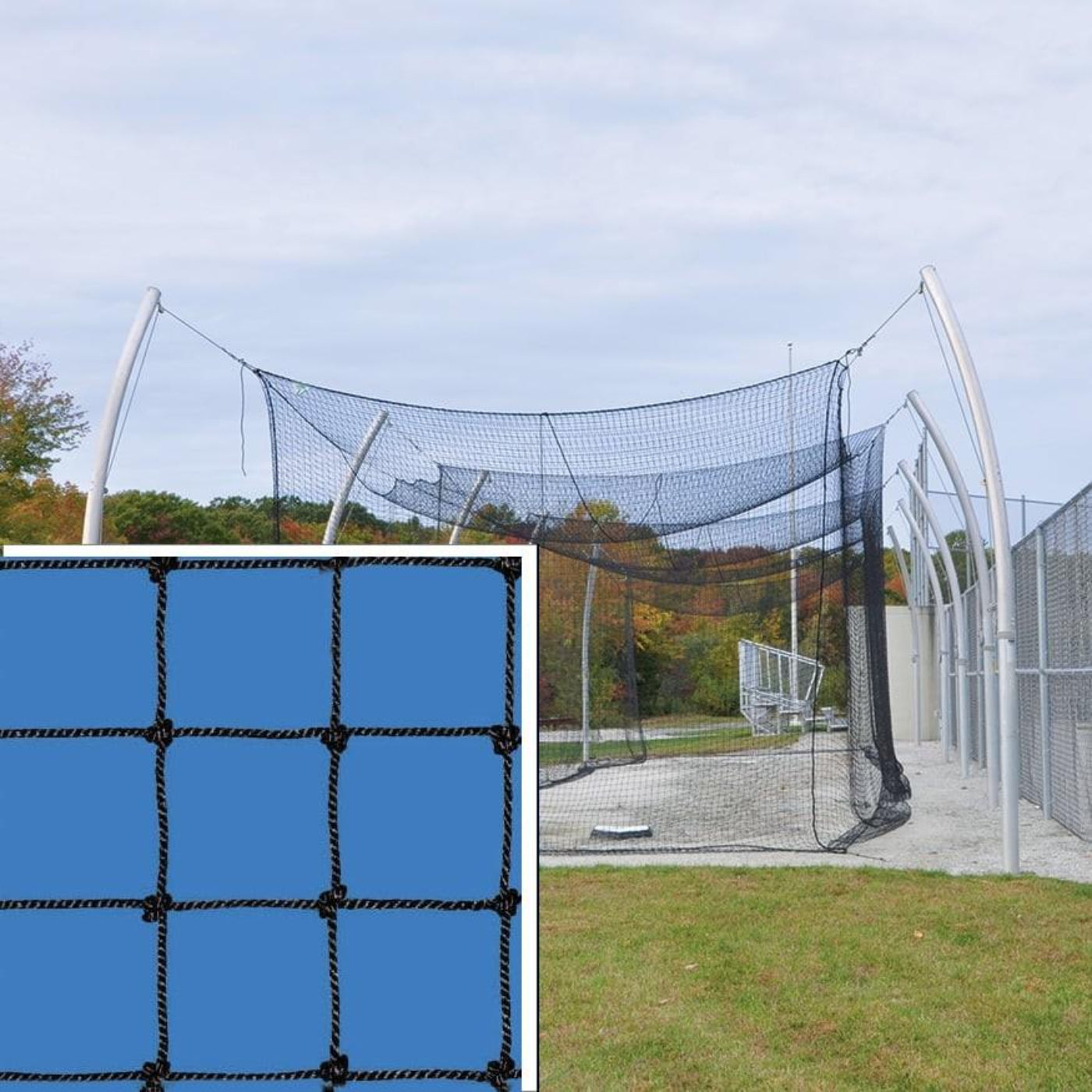 Jaypro Batting Tunnel Net - #42 - 2mm Twisted Poly Fiber - 1-3/4 in. Square Mesh 55 ft -z