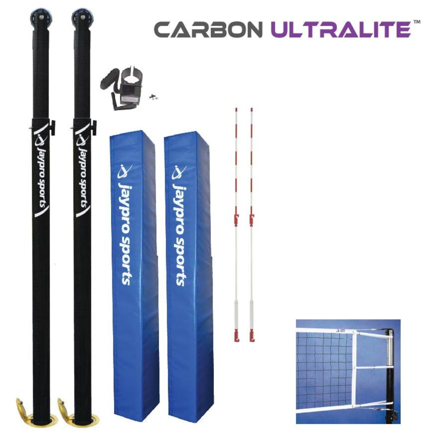 Jaypro Carbon Ultralite Volleyball System (3-1/2 in. Floor Sleeve) -  PVB-9000