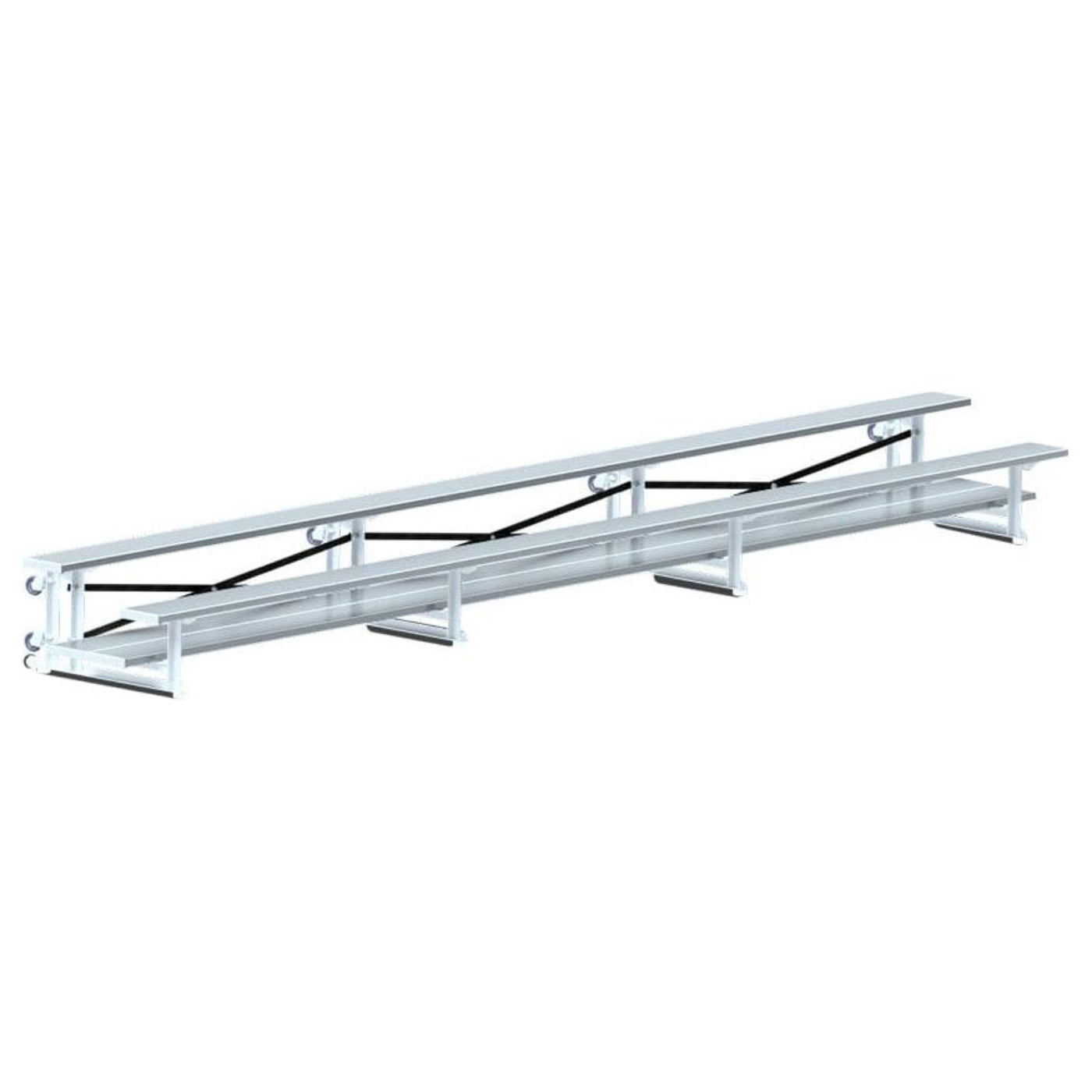 Jaypro Bleacher - 15 ft. (2 Row - Double Foot Plank) - Tip & Roll (Indoor) - BLDP-2TRG