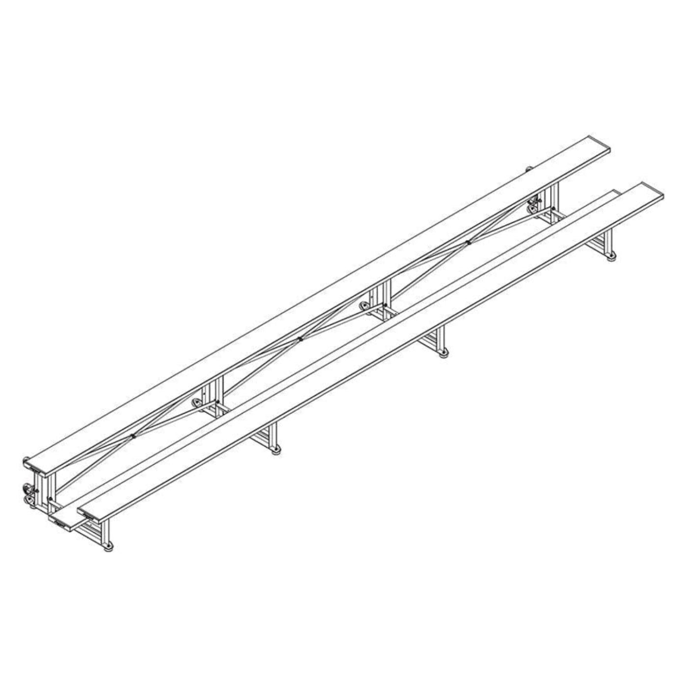 Jaypro Bleacher - 15' (4 Row - Single Foot Plank) - Standard, Outdoor - BLCH-4
