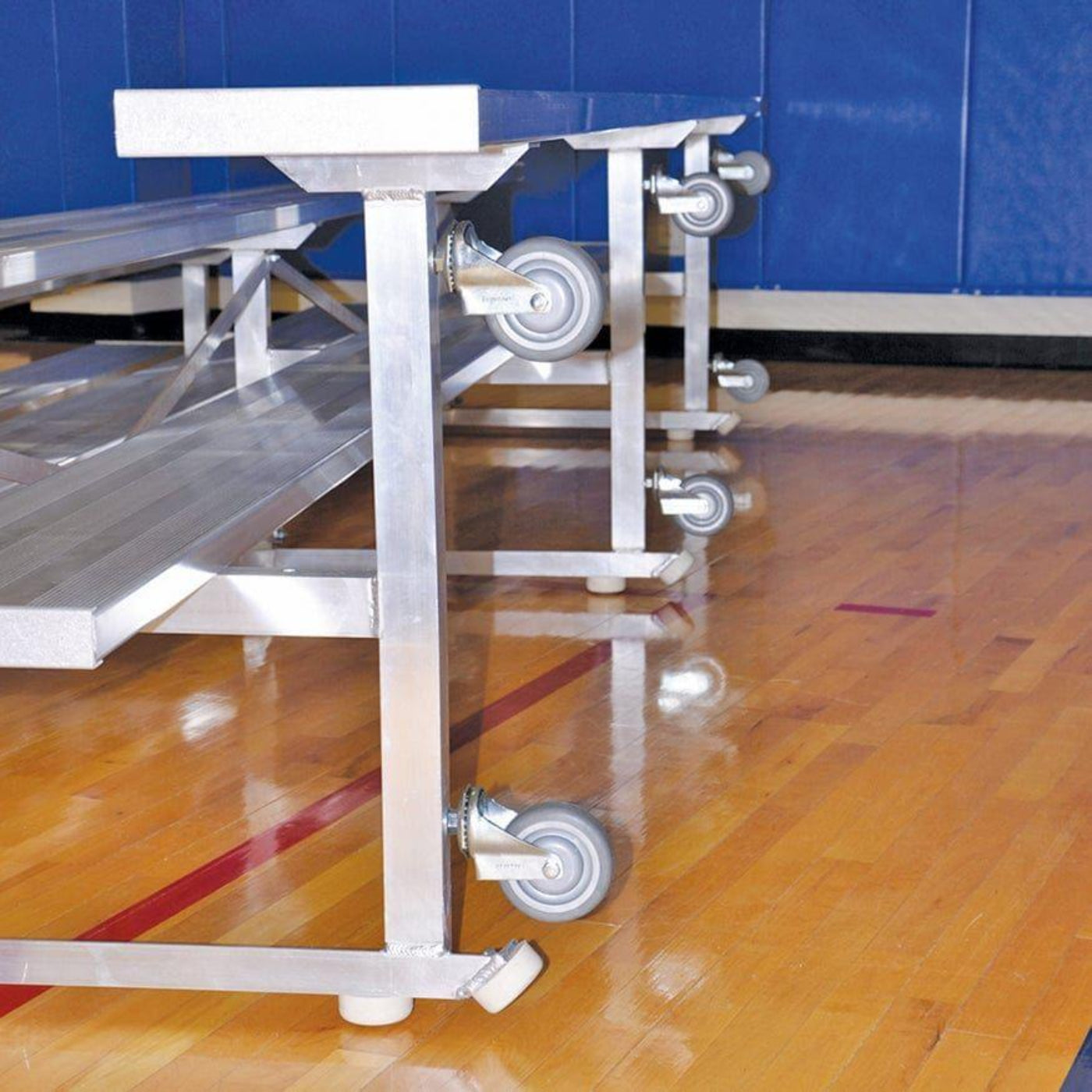 Jaypro Indoor Bleacher - 27 ft. (4 Row - Single Foot Plank) - Tip & Roll - BLCH-427TRG