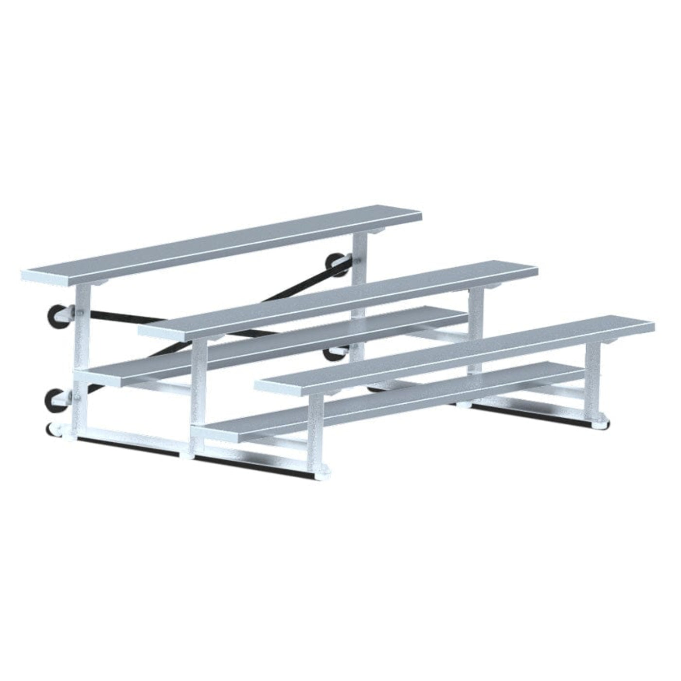 Jaypro Indoor Bleacher - 7-1/2 ft. (3 Row - Single Foot Plank) - Tip & Roll - BLCH-375TRG