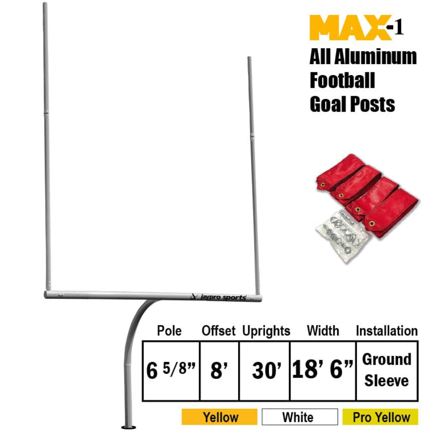 Jaypro Max-1 Football Goal Posts 20' Uprights 8' Offset (Leveling Plate) - FBGP-920