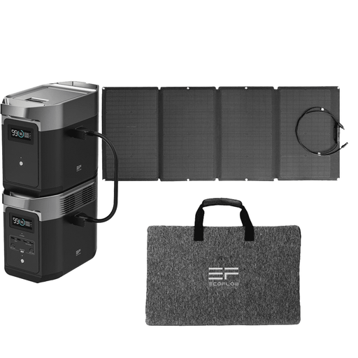 EcoFlow DELTA 2 + DELTA 2 Smart Extra Battery + 160W Solar Panel - DELTA2-DELTA2EB-EFSOLAR160W