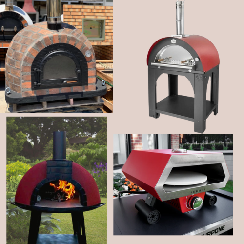 variety of red pizza ovens