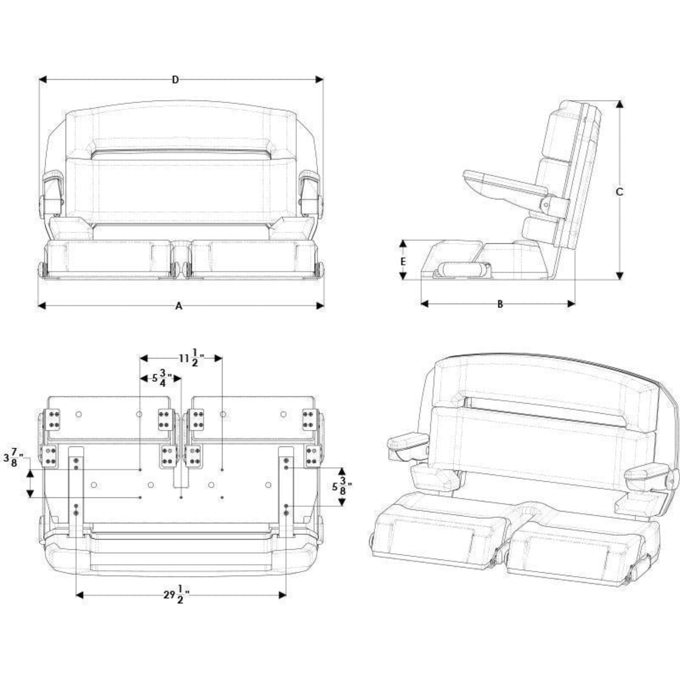 TACO Marine Capri Helm Bench HA1-36 - HA1-40