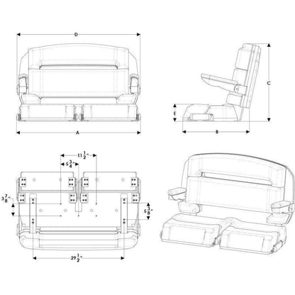 TACO Marine Capri Helm Bench HA1-36 - HA1-40