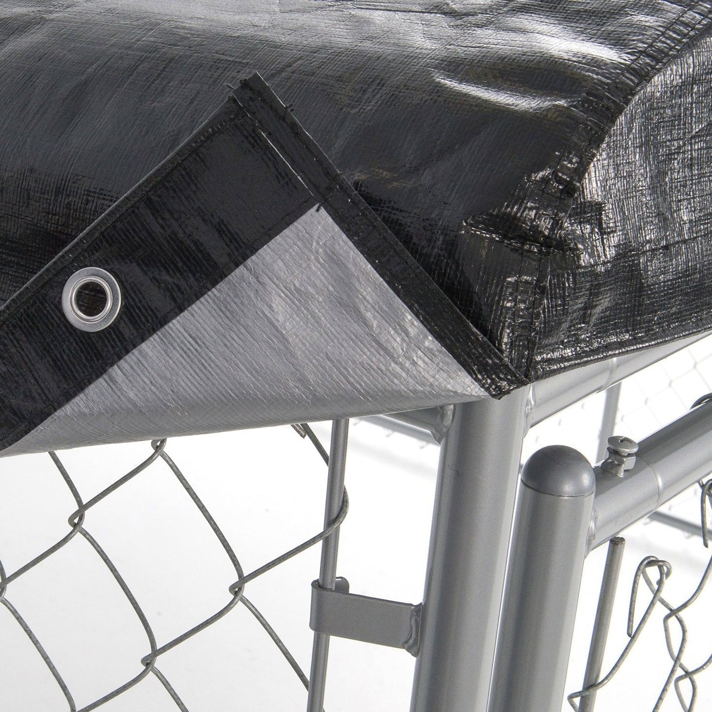 Lucky Dog 10' x 10' Chain Link Dog Kennel (2 Pack) & Waterproof Roof (2 Pack) - 174385