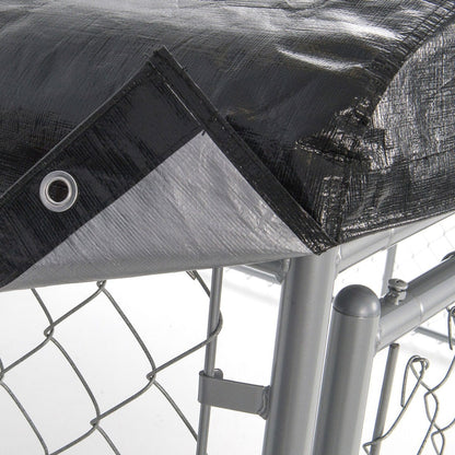 Lucky Dog 10' x 10' Chain Link Dog Kennel (2 Pack) & Waterproof Roof (2 Pack) - 174385