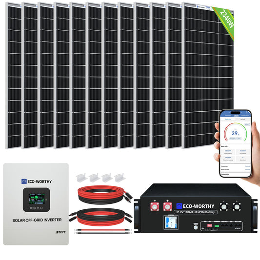 2340W 48V (12x195W) Complete MPPT Off Grid Solar Kit - GW-L02M195TM-SRNK5KU3U1-12
