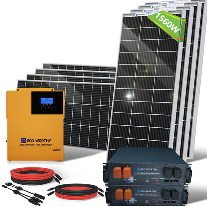 ECO-WORTHY 1560W 48V (8x195W) Complete Off Grid Solar Kit - L02M195TM-SRNKUS3.5KML50U3U1-8