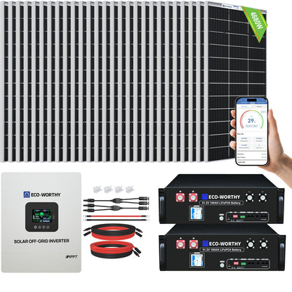 4800W 48V (24x195W) Complete MPPT Off Grid Solar Kit - US-L02M195TM-SRNK5KU3U1-24