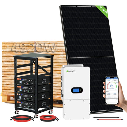 ECO-WORTHY Home Hybrid Solar Power System: 10KW GROWATT 120V/240V Output+ 20.48kWh Lithium Battery (4*48v 100Ah)+ 4920W Solar Panel (12*410W) - L02M410-GRWTNK10KUSL4800-12 Price