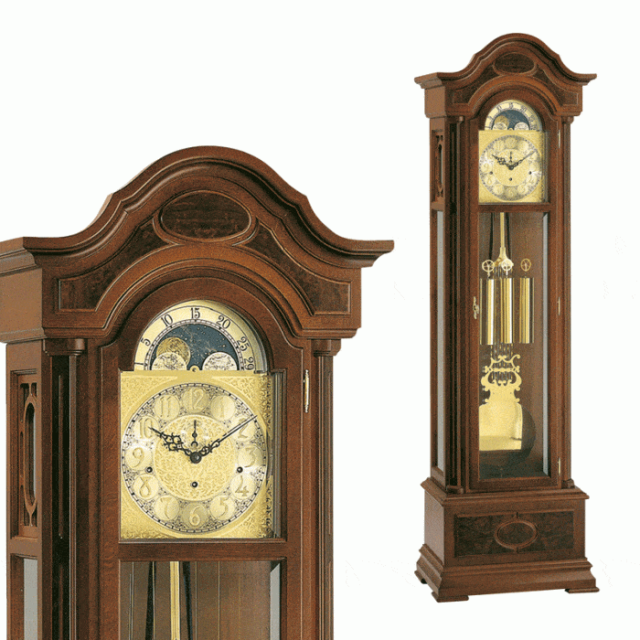 Kieninger Grandfather Clock, Triple Chimes, 12-Rod Gong, Walnut - FL 0107-23-01