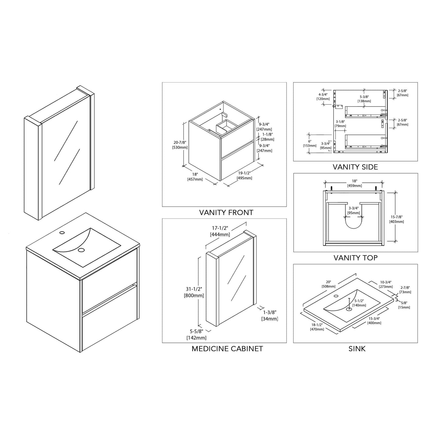 Blossom Valencia 20 Inch Bathroom Vanity - V8016 20 01 - Backyard Provider