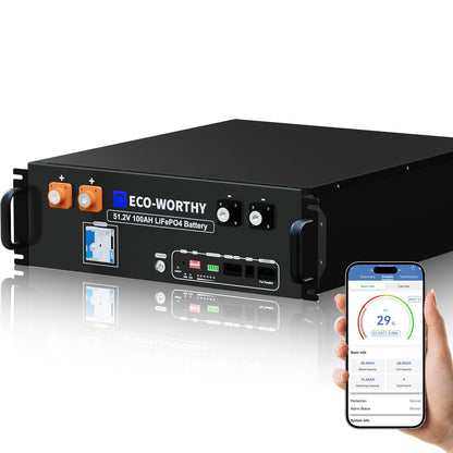 B2B-ECO-WORTHY 48V 100Ah Server Rack Battery | 5.12kWh V3 Lithium Battery | UL1973 | UL9540A | 10-Year Warranty - L13SR48100BV3.0-1