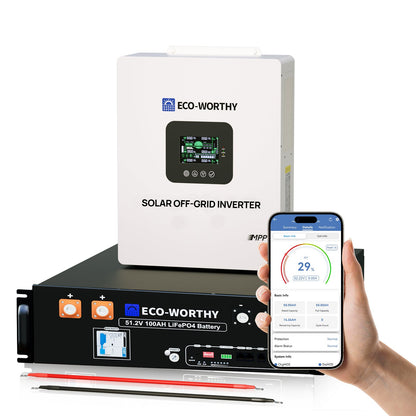 Off Grid Home Power Bundle | 5kW Inverter with 48V 100AH Server Rack Battery - L13NK5KSR48100B-1