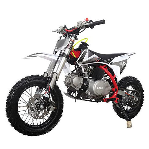 X-PRO X15 110cc Dirt Bike with Semi-Automatic Transmission, Kick Start, Hydraulic Disc Brake! Chain Drive! 12"/10" Wheels - DB-K005-Black