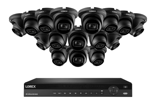 Lorex 4K (16 Camera Capable) 4TB Wired NVR System with Nocturnal 3 Smart IP Dome Cameras with Listen-In Audio and 30FPS -NP4K4F-164BD