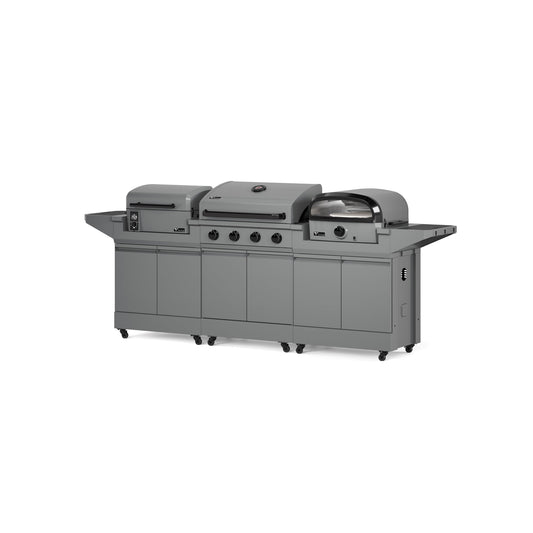 TYTUS Modular Grilling Collection 4-Burner Gas Grill, Pellet Smoker with Cart and Pizza Oven with Cart - TDT-BUN-008