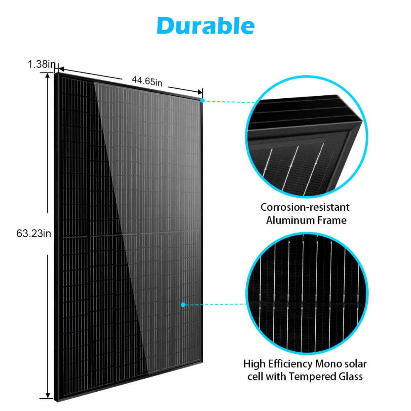 SunGold Power 370W Mono Black PERC Solar Panel UL 61730 - SG370WMx2