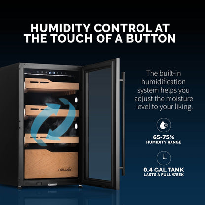 NewAir 840 Count Electric Cigar Humidor, Built-in Humidification System with Opti-Temp - NA840