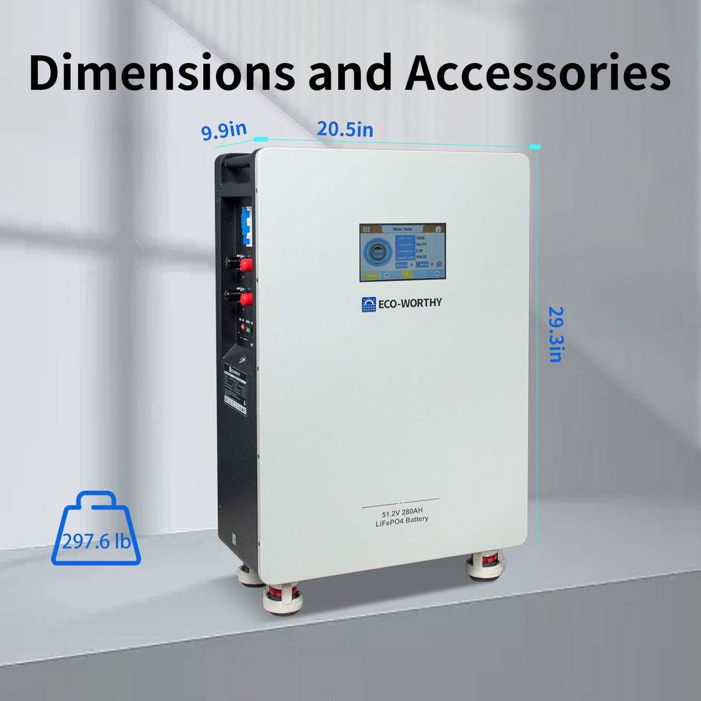 ECO-WORTHY Home Backup Power 14.33KWh 48V 280Ah Battery+10kW 48V Off Grid Inverter - US-L03SRNK10KUSL280-1A