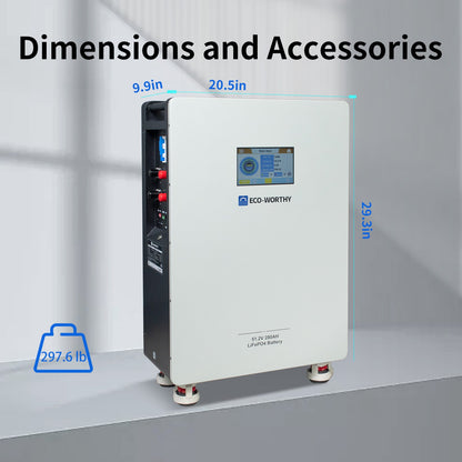 ECO-WORTHY Home Backup Power 14.33KWh 48V 280Ah Battery+10kW 48V Off Grid Inverter - US-L03SRNK10KUSL280-1A