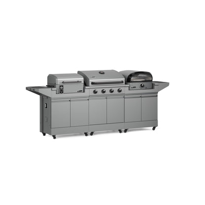 TYTUS Modular Grilling Collection 4-Burner Gas Grill, Pellet Smoker with Cart and Pizza Oven with Cart - TDT-BUN-008