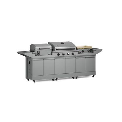 TYTUS Modular Grilling Collection 4-Burner Gas Grill, Pellet Smoker with Cart and Gas Griddle with Cart - TDT-BUN-009