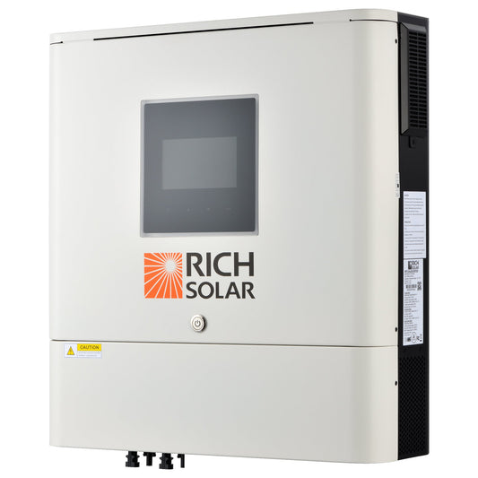 Rich Solar 6500S | 6500 Watt (6.5kW) 48 Volt Off-Grid Hybrid Solar Inverter | Premium 6500W 48V Hybrid Inverter for Campers, Cabins, Tiny Homes, ADUs, RVs, Off-Grid | Huge LCD Touchscreen with Ambient Lights  - RS-H6548S