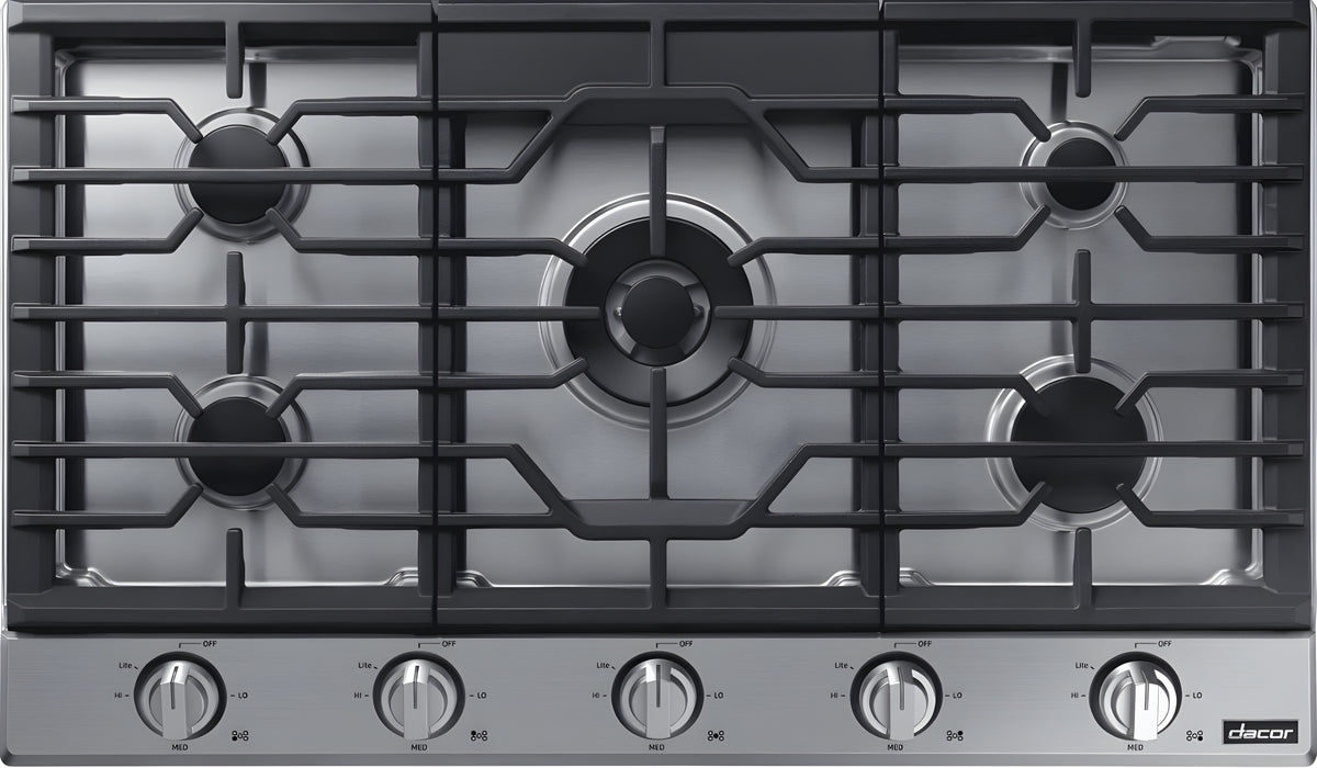 DACOR Transitional 36" Gas Cooktop, Silver Stainless Steel, Natural Gas/Liquid Propane -