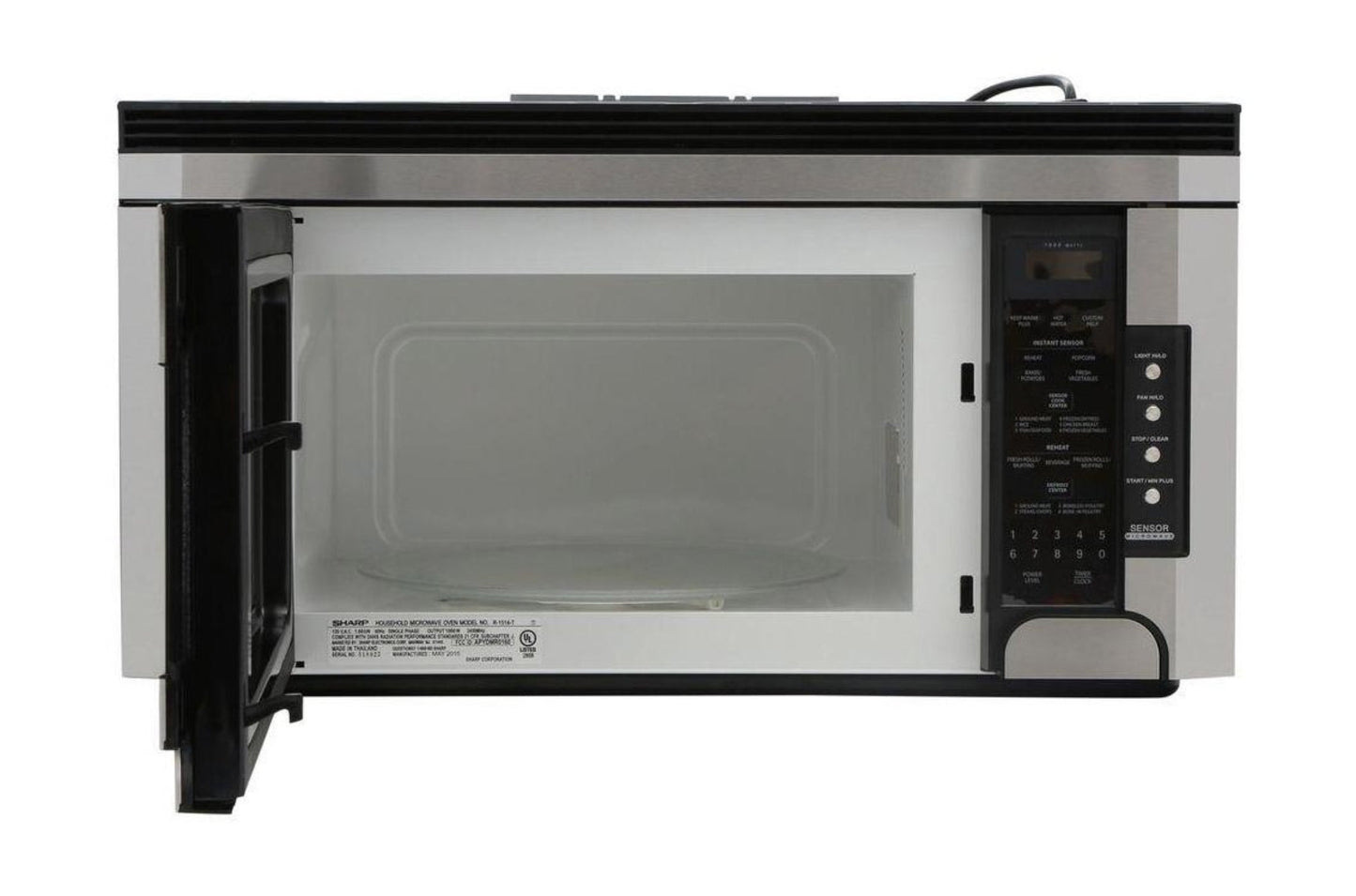 SHARP  1.5 cu. ft. 1000W Sharp Stainless Steel Over-the-Range Carousel Microwave Oven - R1514TY-KT